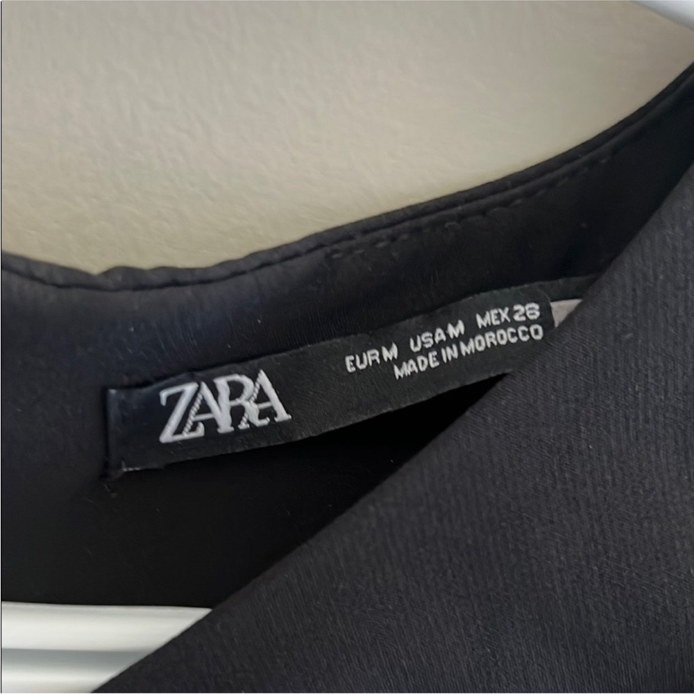 ZARA RUCHED BLACK DRESS - Picture 2 of 5